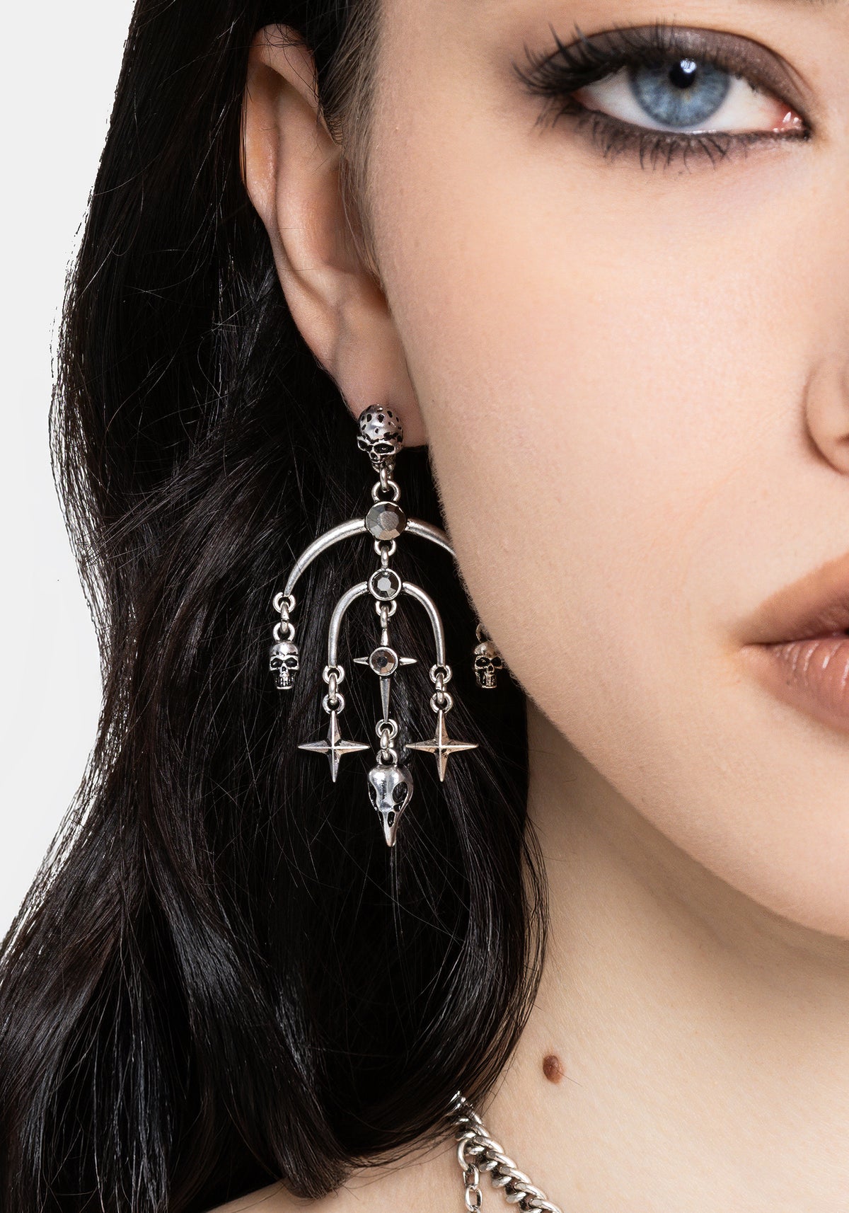 Corvus Skull Stud Drop Earrings