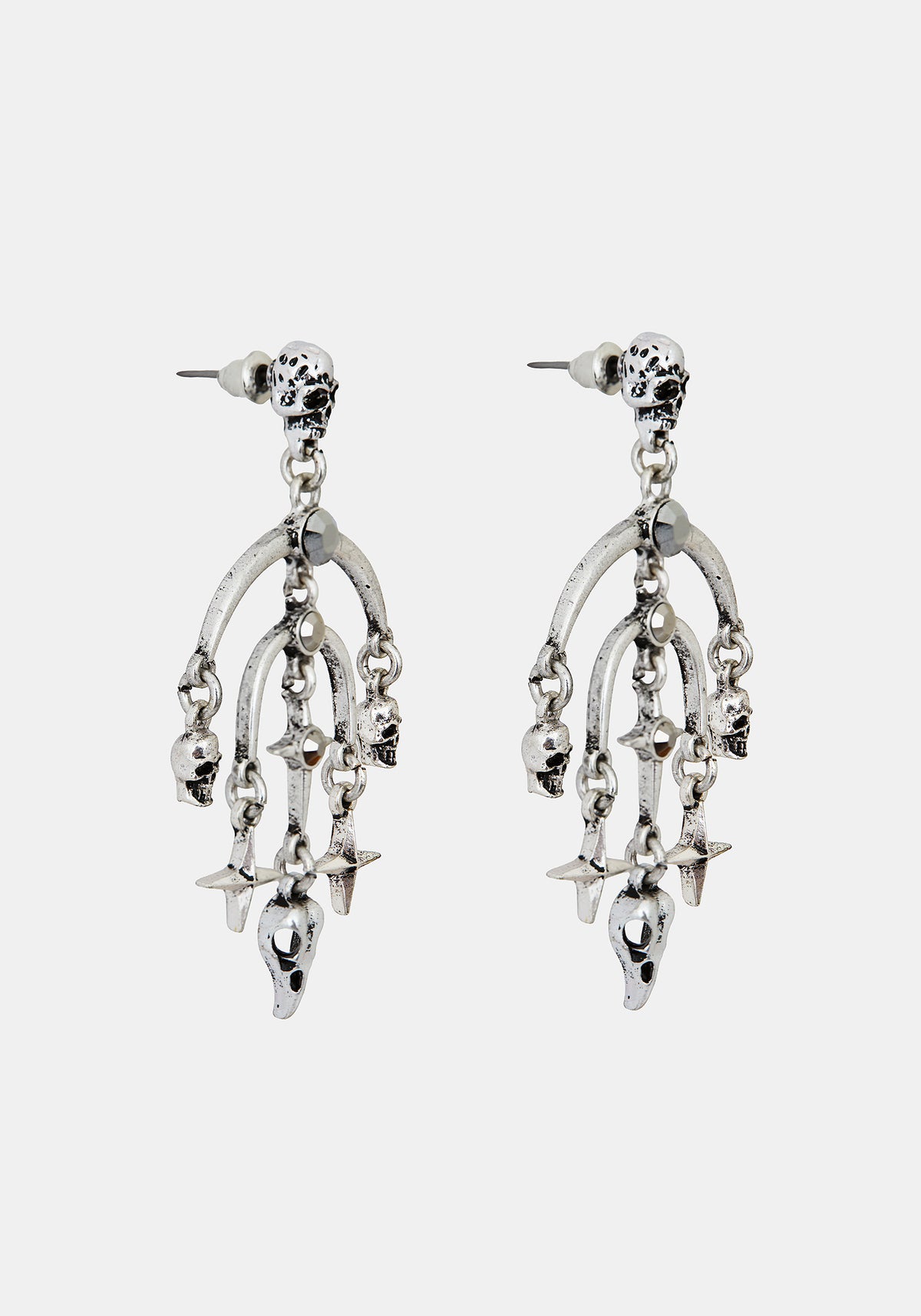 Corvus Skull Stud Drop Earrings