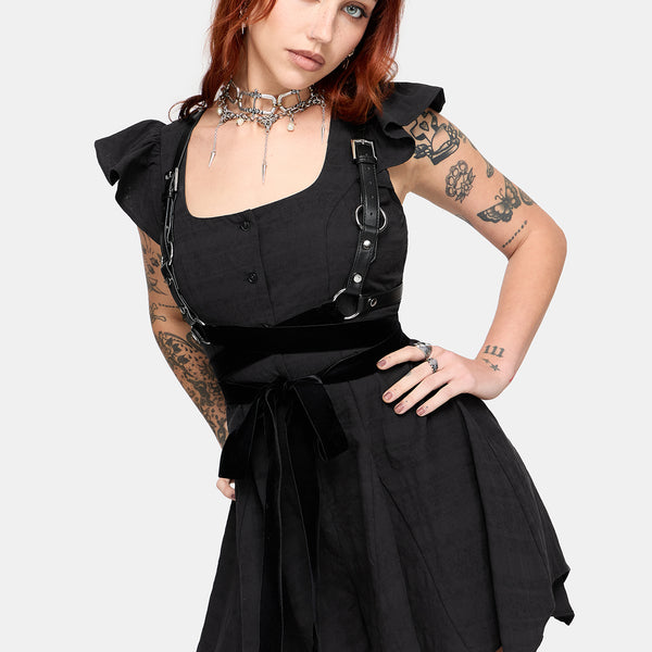 Elindra Ruffle Neck Button Up Playsuit – Disturbia