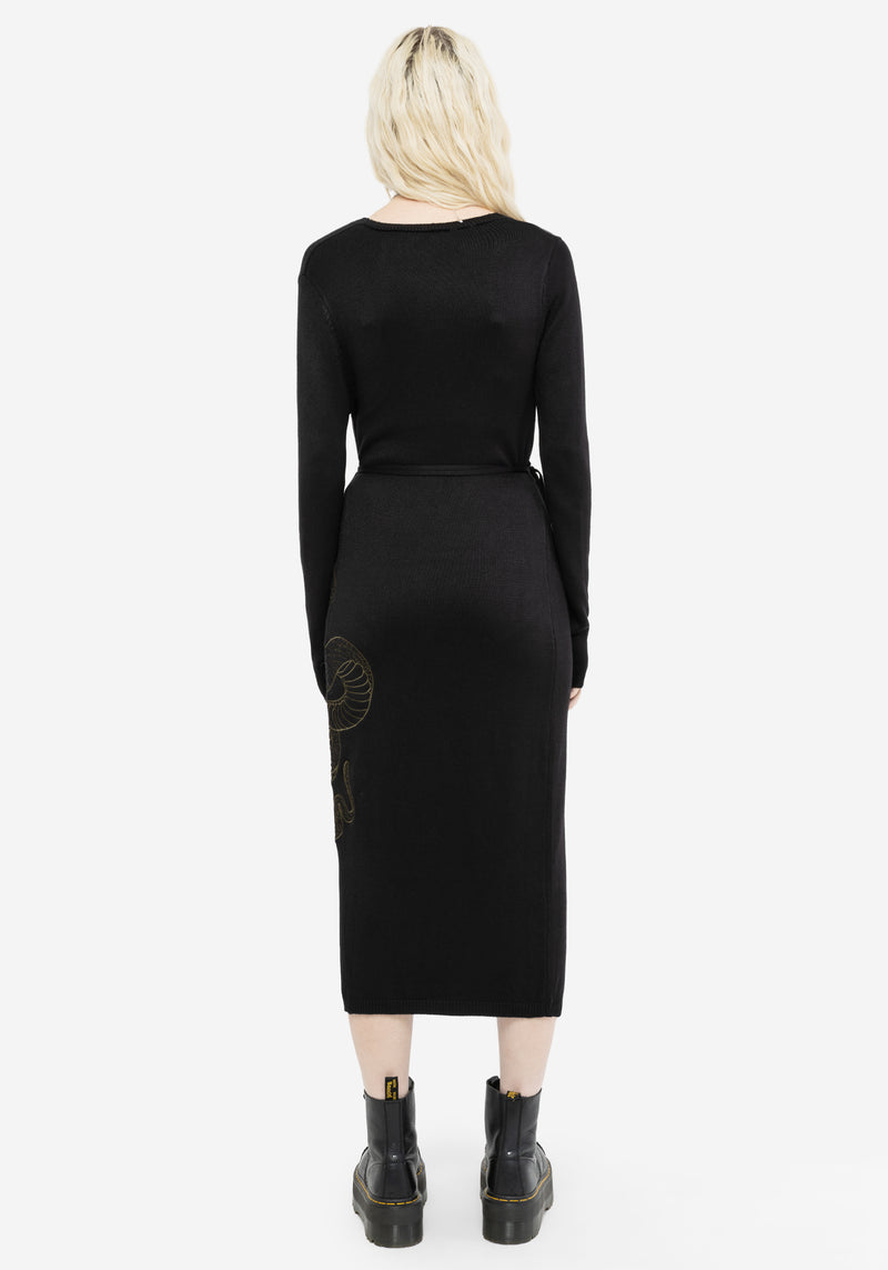 Serpent Snake Embroidered Knit Midi Dress Disturbia Serpent Snake Embroidered Knit Midi Dress Disturbia