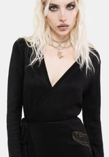 Serpent Snake Embroidered Knit Midi Dress