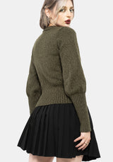 Serpent Snake Embroidered Knit Cardigan