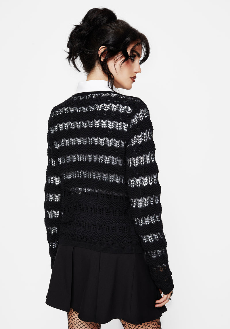 pattern knit ☆black Block Pattern Knit Cardigan Sweater in Black White – Blue