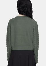 Noir Cotton Gothic Arch Cropped Cable Knit Jumper