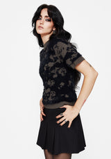 Myra Fluffy Short Sleeve Knit Top