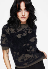 Myra Fluffy Short Sleeve Knit Top