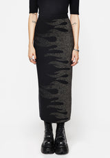Kenna Flame Lurex Knit Maxi Skirt