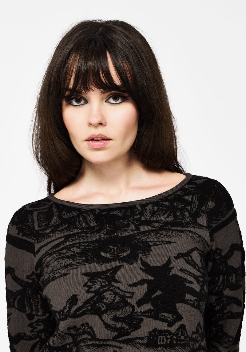 Diabolical Raised Jacquard Knit Sweater