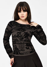 Diabolical Raised Jacquard Knit Sweater