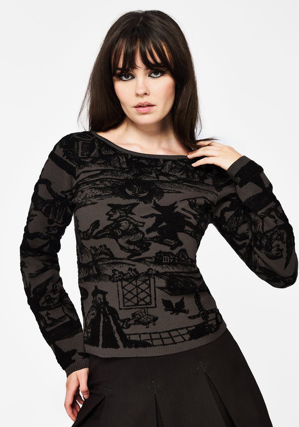 Diabolical Raised Jacquard Knit Sweater