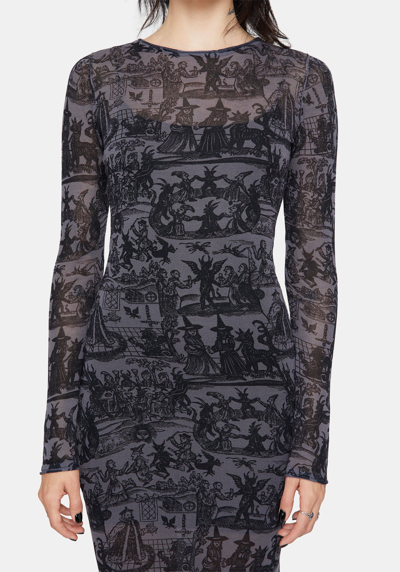 witch bodycon dress Forest Witch Print Bodycon Dress S