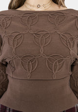 Covet Cotton-Blend Witches Knot Cable Knit Sweater