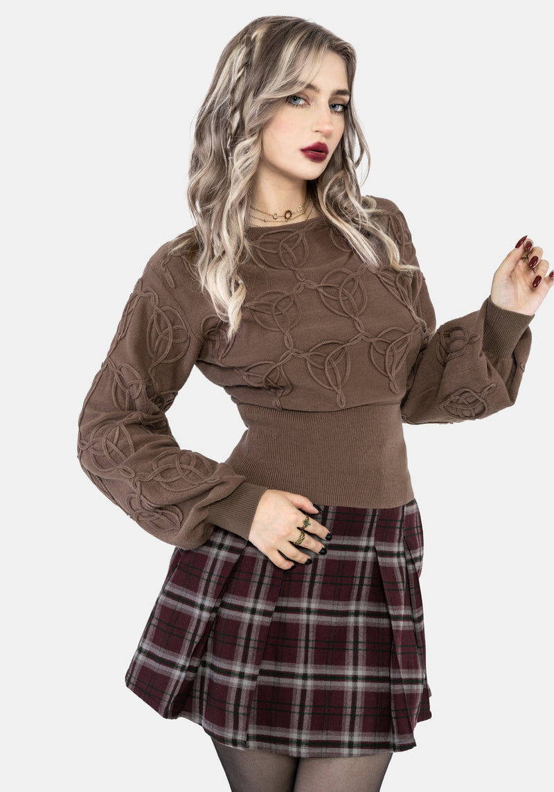 Covet Cotton-Blend Witches Knot Cable Knit Sweater