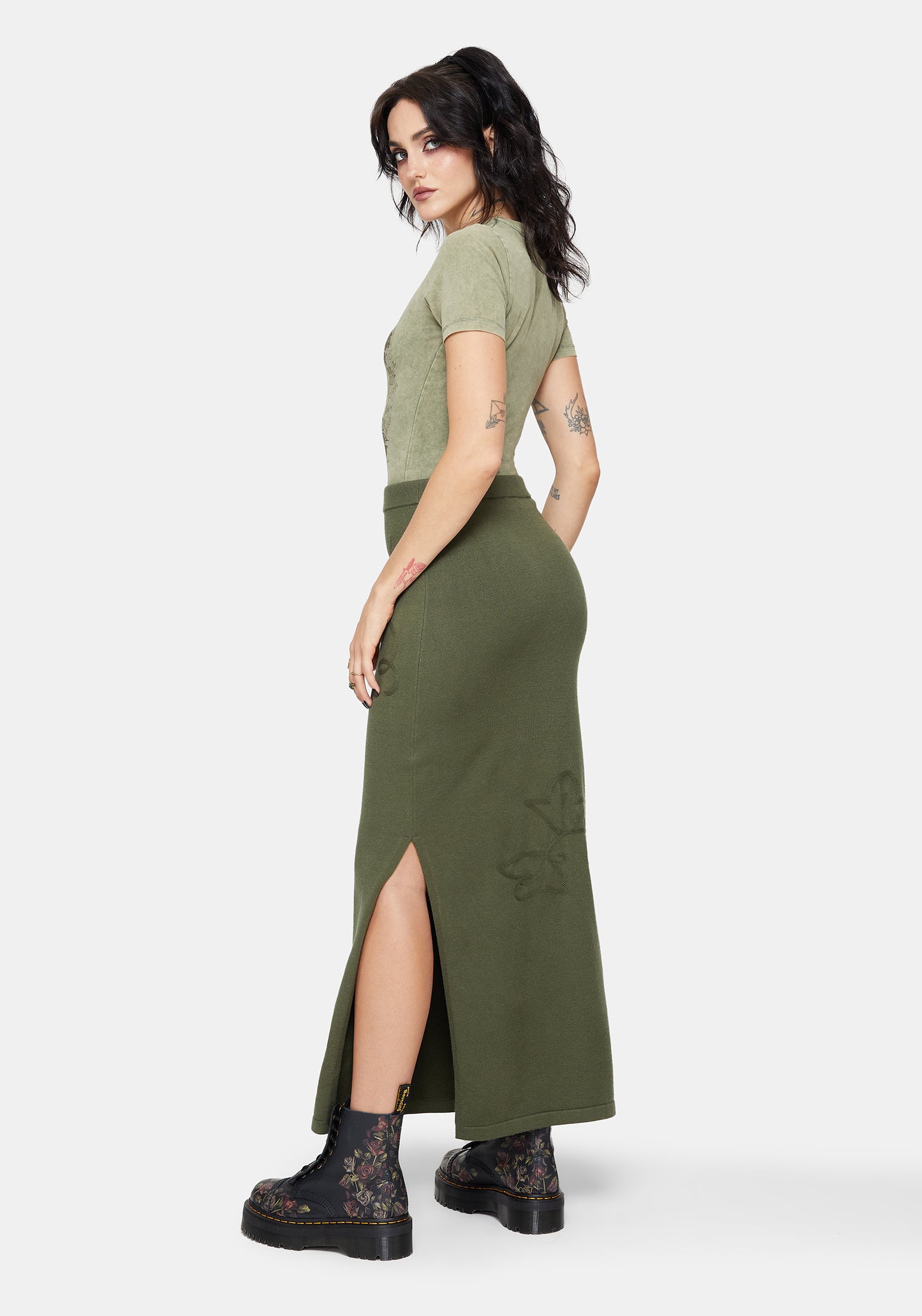 Elixir Branch Detail Knit Maxi Skirt