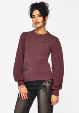 Dana Floral Moth Embroidered Sweater - Purple