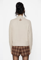 Enya Acorn Embroidered Cable Knit Sweater