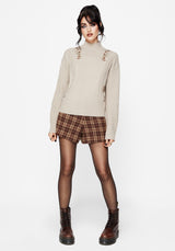 Enya Acorn Embroidered Cable Knit Sweater