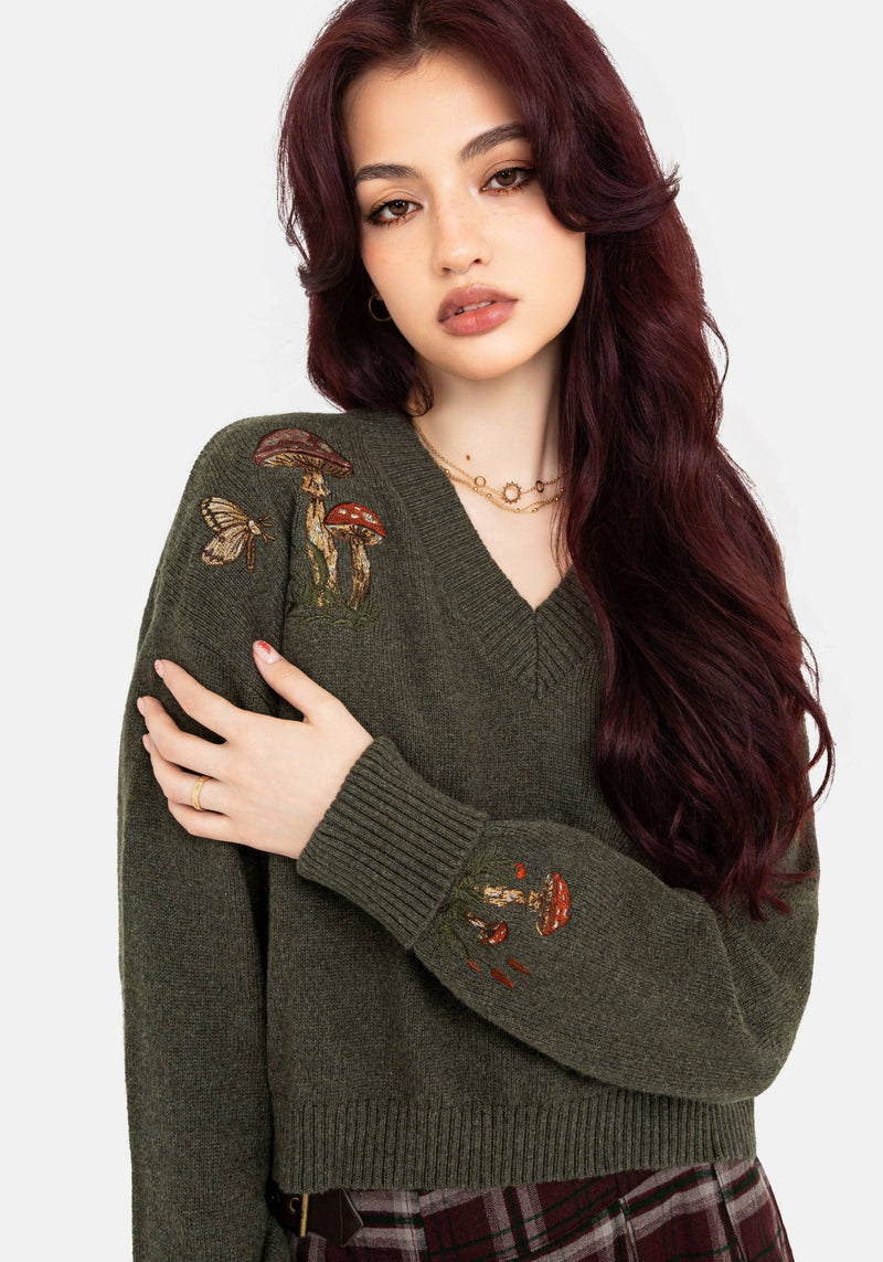 Keira Cotton Toadstool Embroidered Sweater