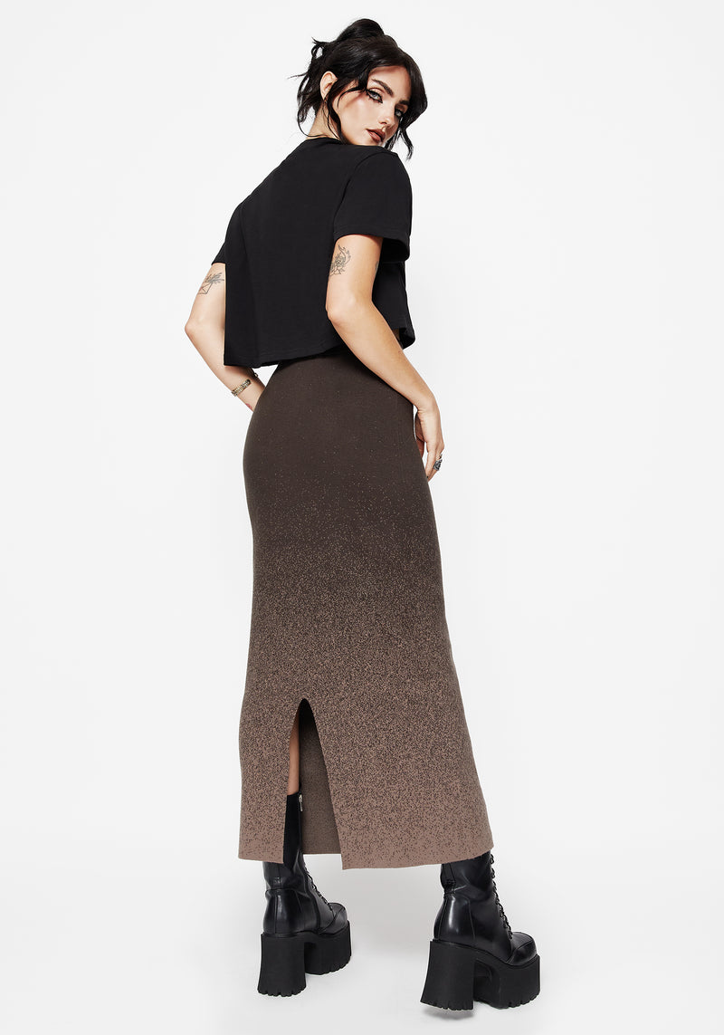 Nightjar Ombre Knit Maxi Skirt - Taupe