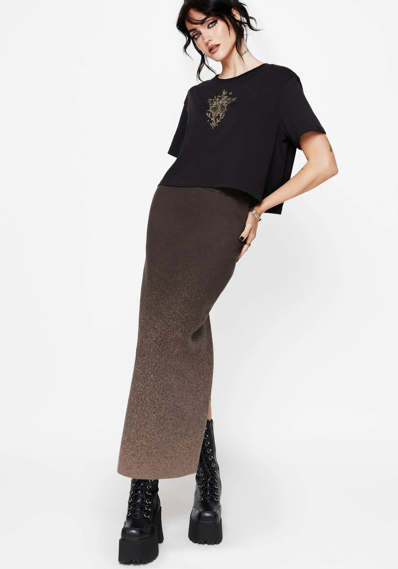 Nightjar Ombre Knit Maxi Skirt - Taupe