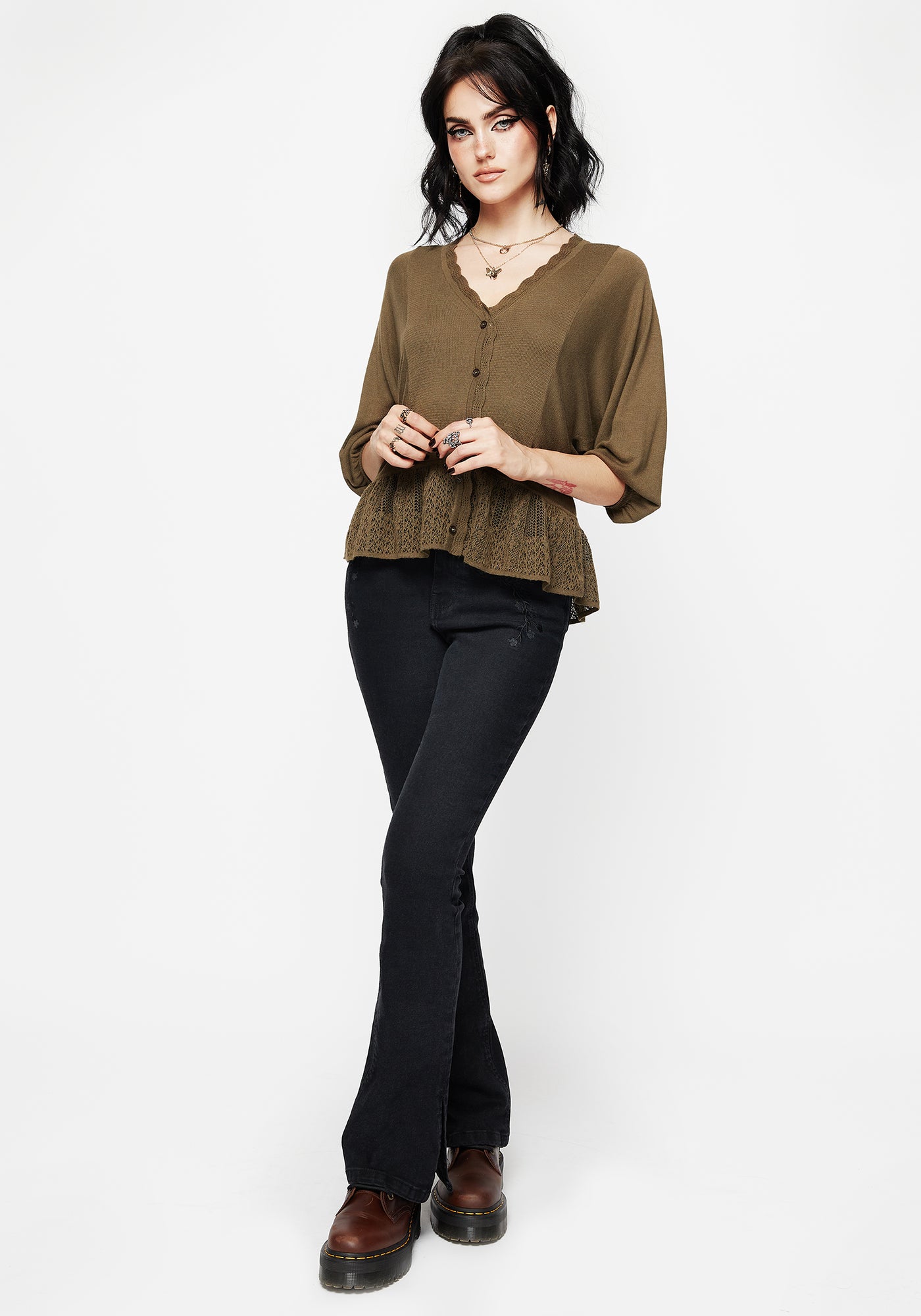 Avalon Puff Sleeve Button Up Knit Blouse – Disturbia