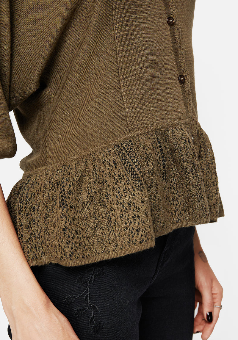 Avalon Puff Sleeve Button Up Knit Blouse