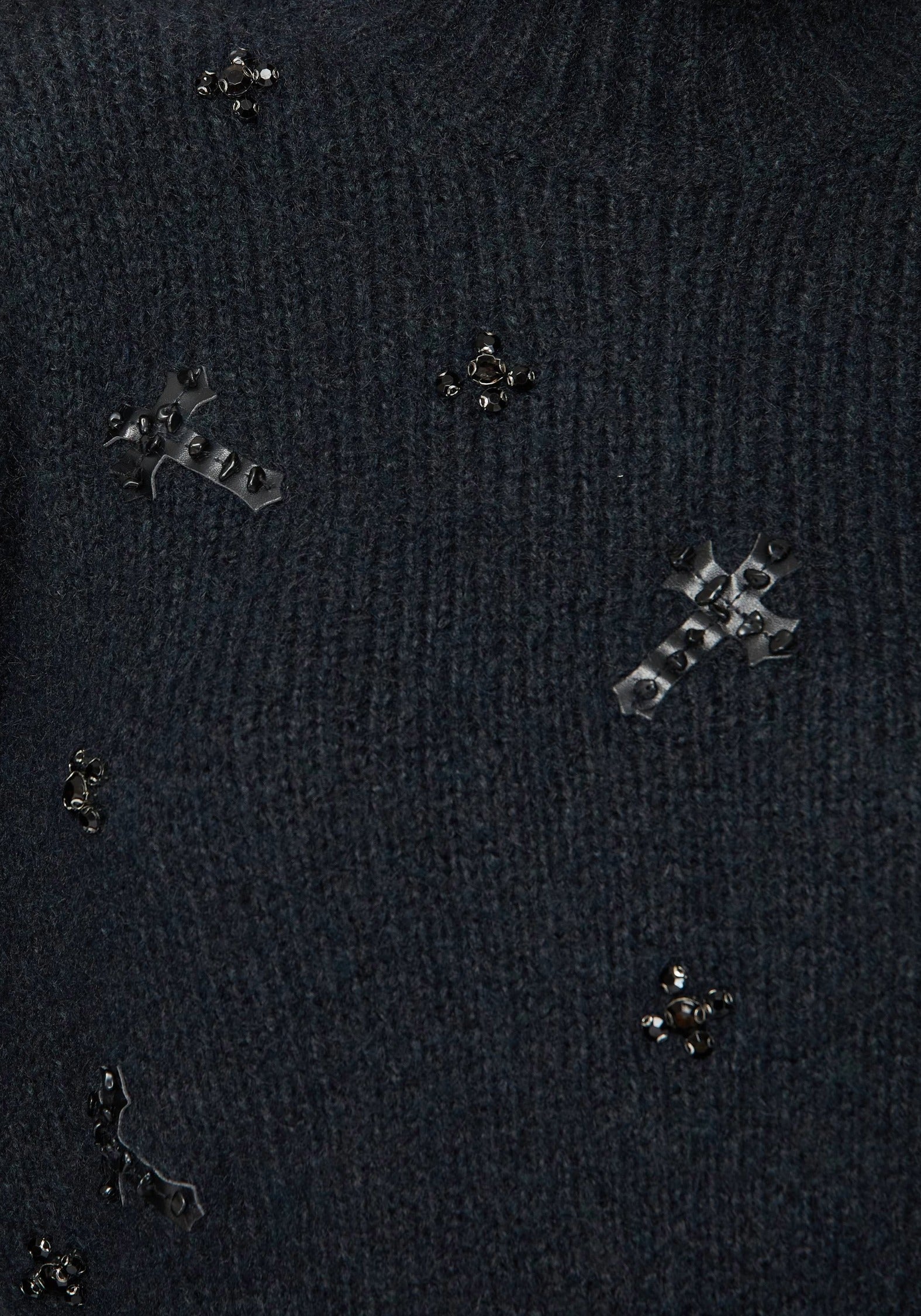 Phantom Cotton Embellished Cross Crop Sweater
