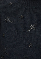 Phantom Cotton Embellished Cross Crop Sweater