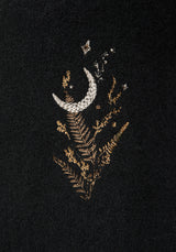 Abellona Floral Moon Embroidered Balloon Sleeve Knit Cardigan