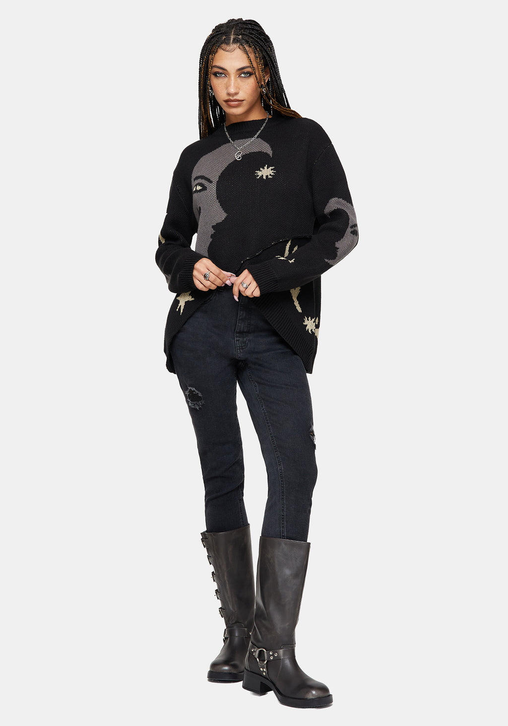 Vesper Cotton Asymmetric Knit Jumper โ Disturbia