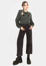 Clara Cotton Floral Embroidered Cable Knit Sweater