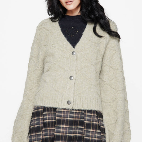 Artha Fluffy Cable Knit Cardigan – Disturbia