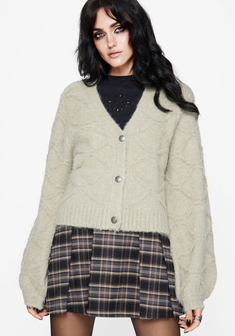 Artha Fluffy Cable Knit Cardigan – Disturbia