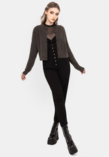 Serena Cross Pointelle Button Down Knit Cardigan