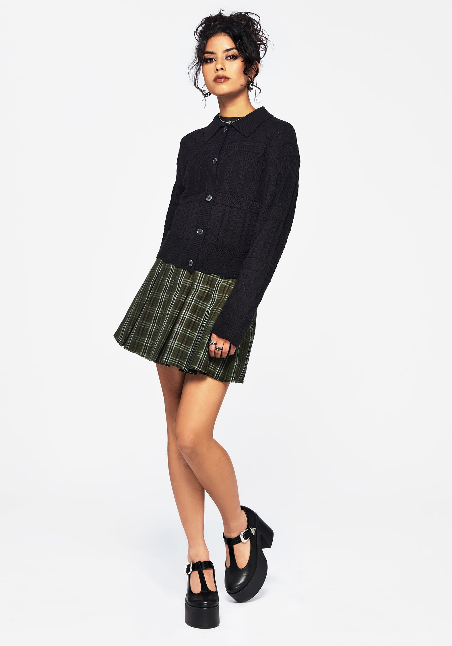 Yewtree Gothic Arch Pointelle Button Down Knit Cardigan – Disturbia