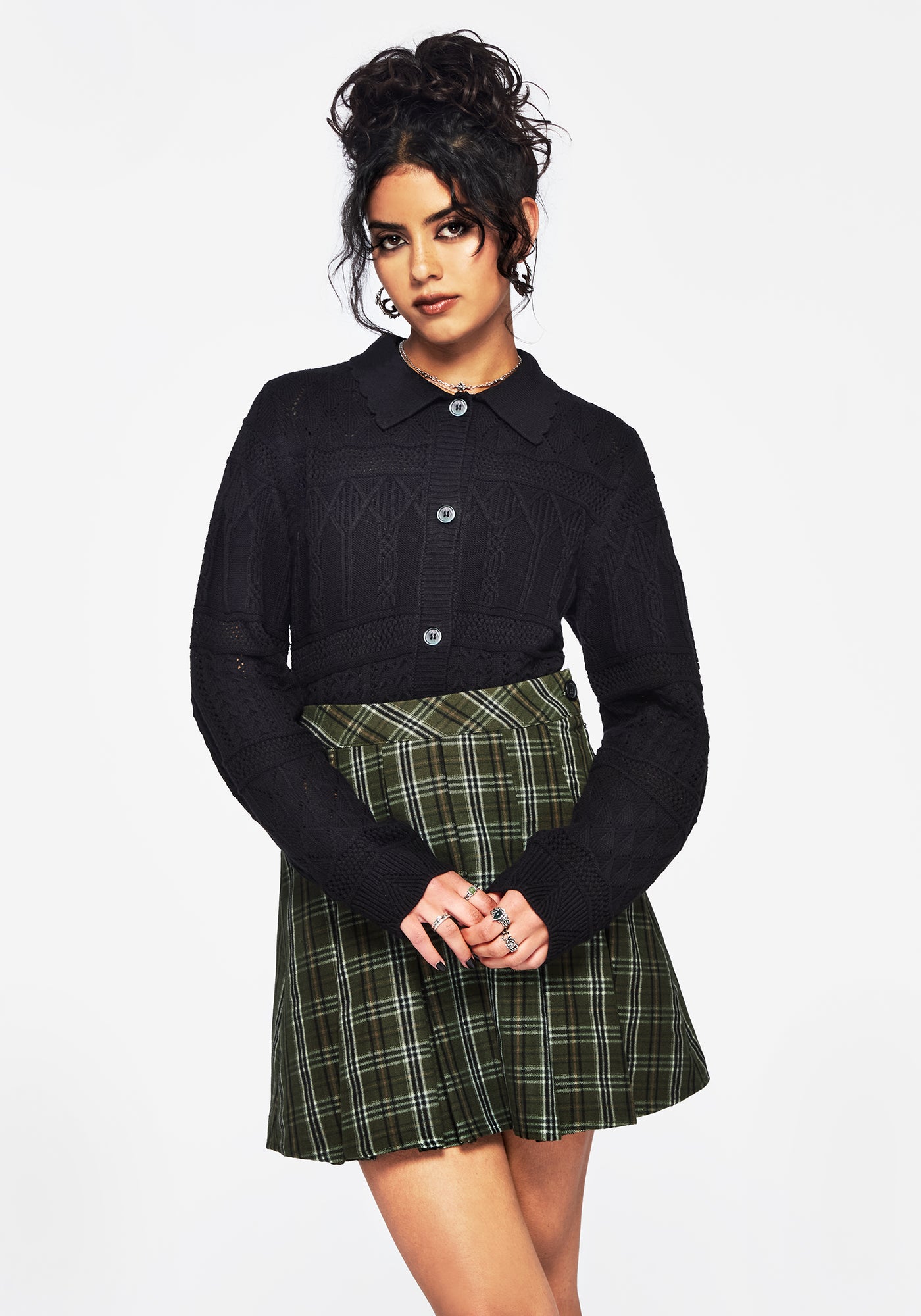 Yewtree Gothic Arch Pointelle Button Down Knit Cardigan – Disturbia