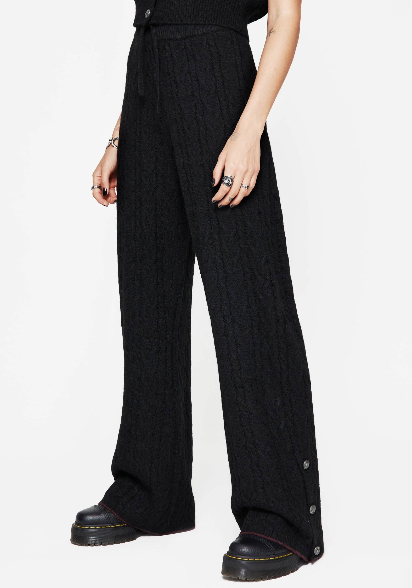 Sophia Cable Knit Wide Leg Trouser – Disturbia