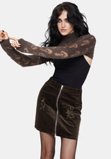 Harriet Mushroom Jacquard Extreme Crop Sweater - Taupe