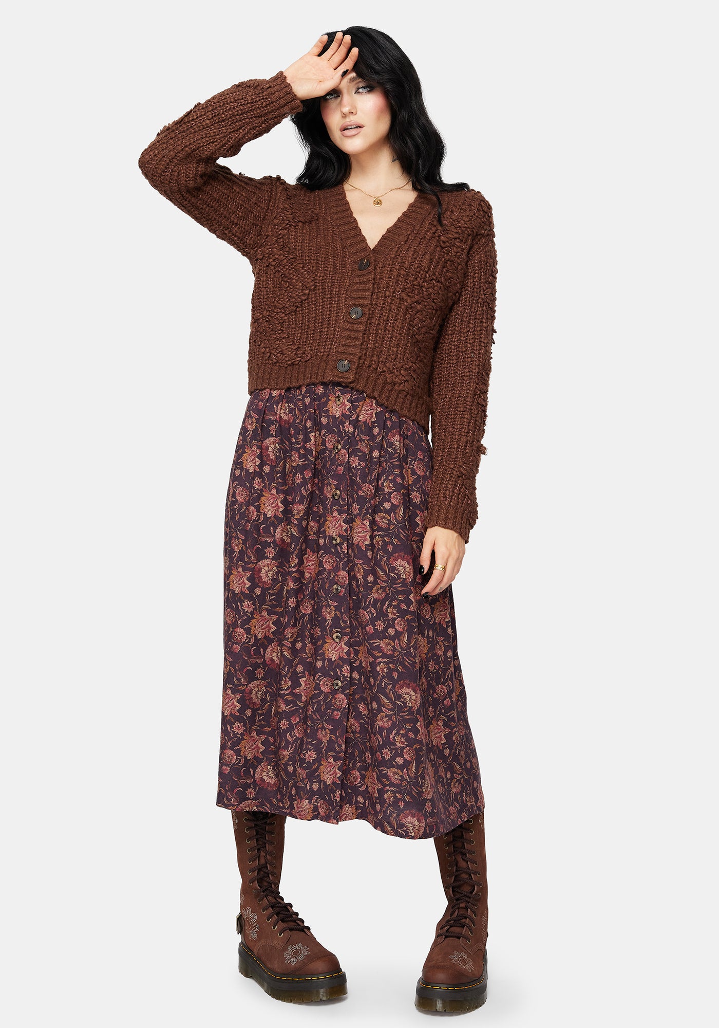 Aubrell Wave V-Neck Knit Cardigan – Disturbia