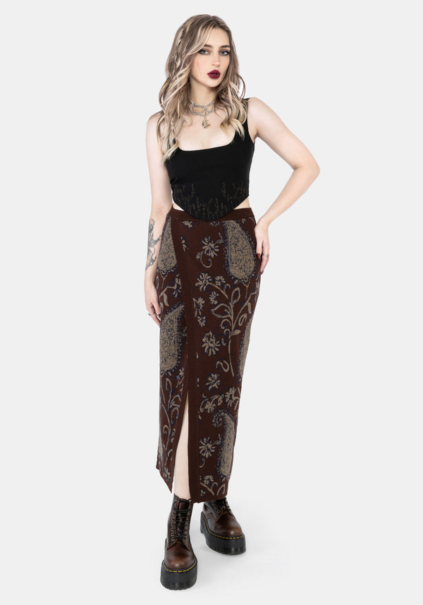 Gillian Cotton Paisley Knit Midi Wrap Skirt
