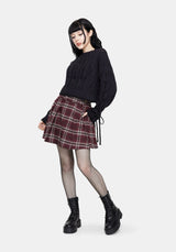 Sycamore Cotton Lace Up Sleeve Cable Knit Crop Sweater - Navy