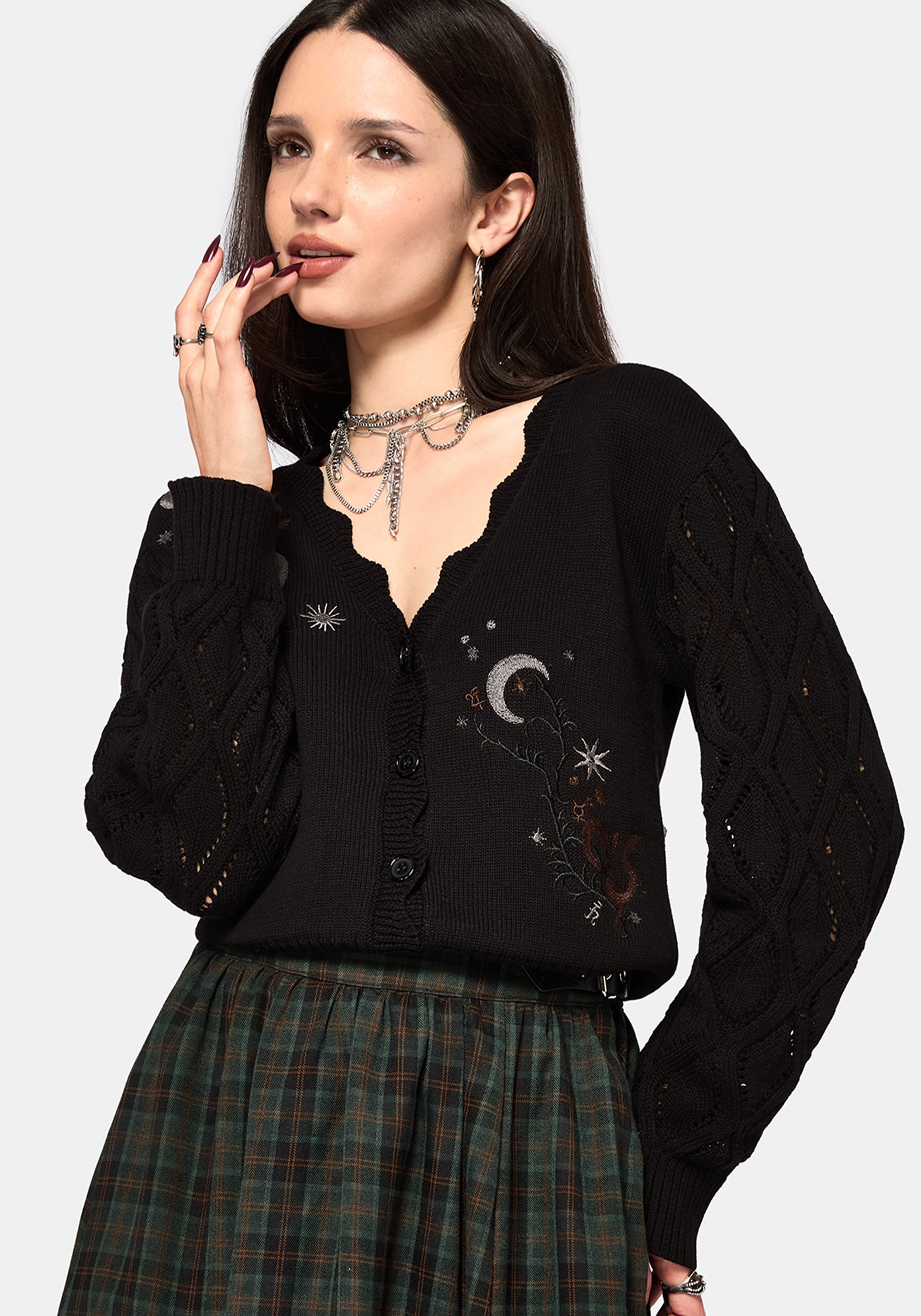 Lumi Celestial Embroidered Knit Cardigan – Disturbia