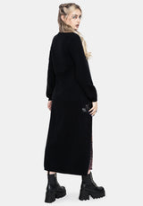 Rime Embroidered Cable Knit Sleeve Longline Cardigan