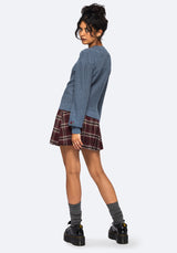 Selenia Moth Embroidered Cable Twist Knit Sweater - Blue