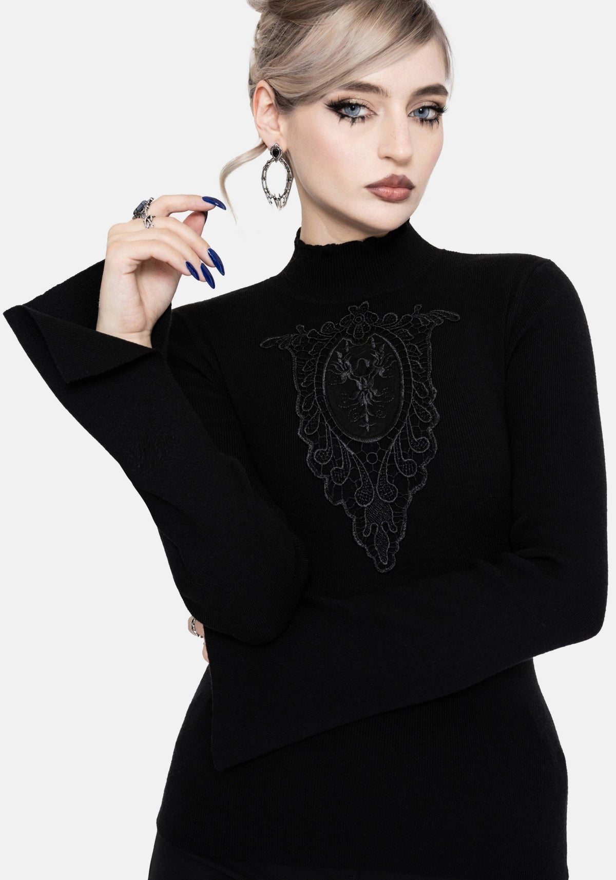 Torquil Bodice Lace Ribbed Knit Sweater