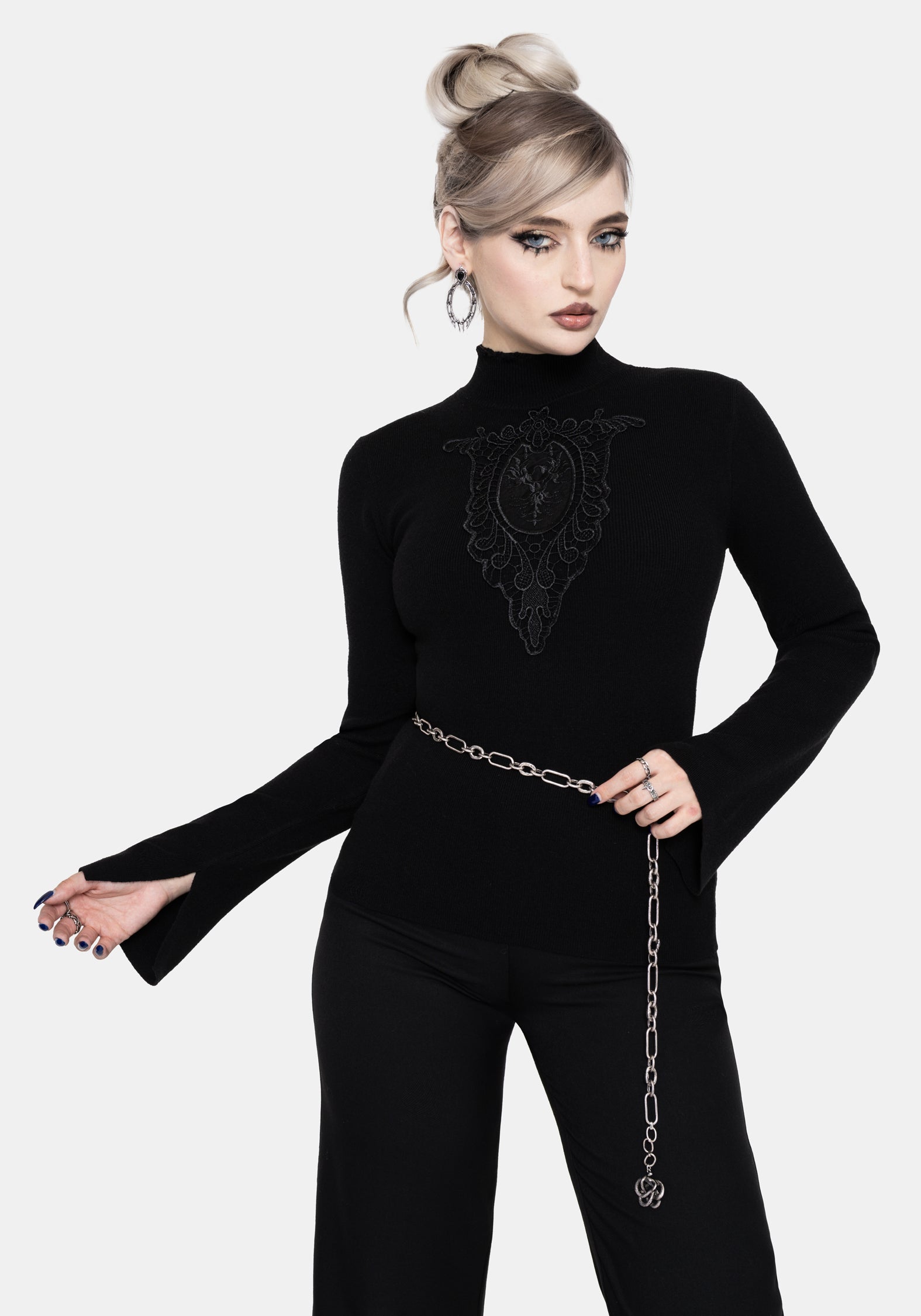 Torquil Bodice Lace Ribbed Knit Sweater