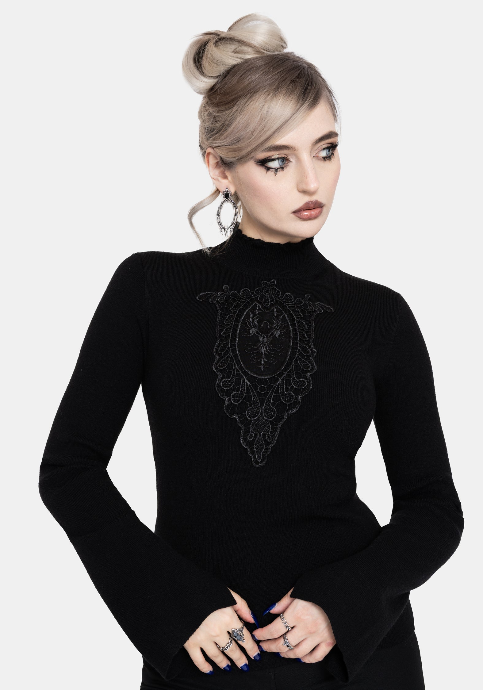 Torquil Bodice Lace Ribbed Knit Sweater