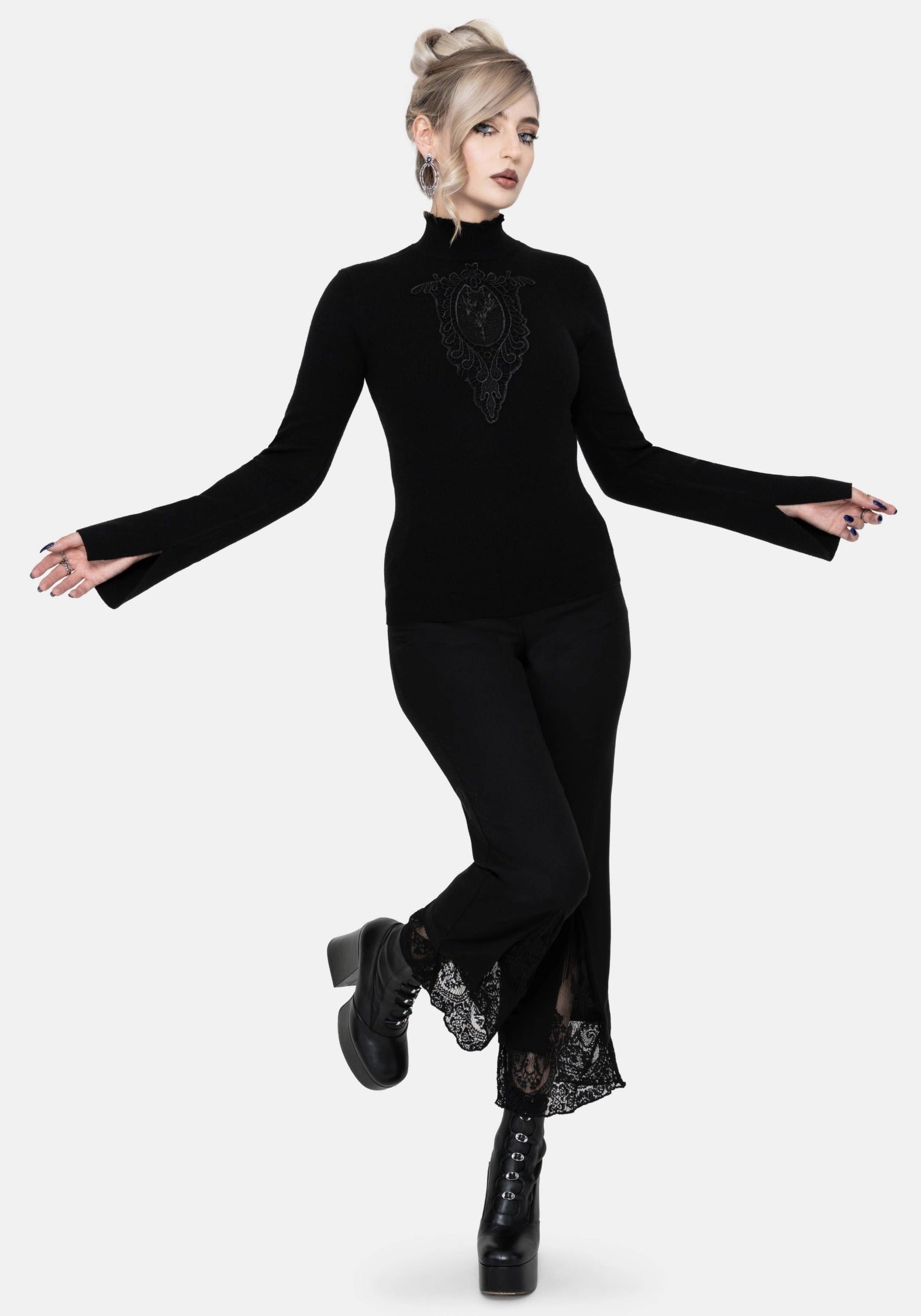 Torquil Bodice Lace Ribbed Knit Sweater