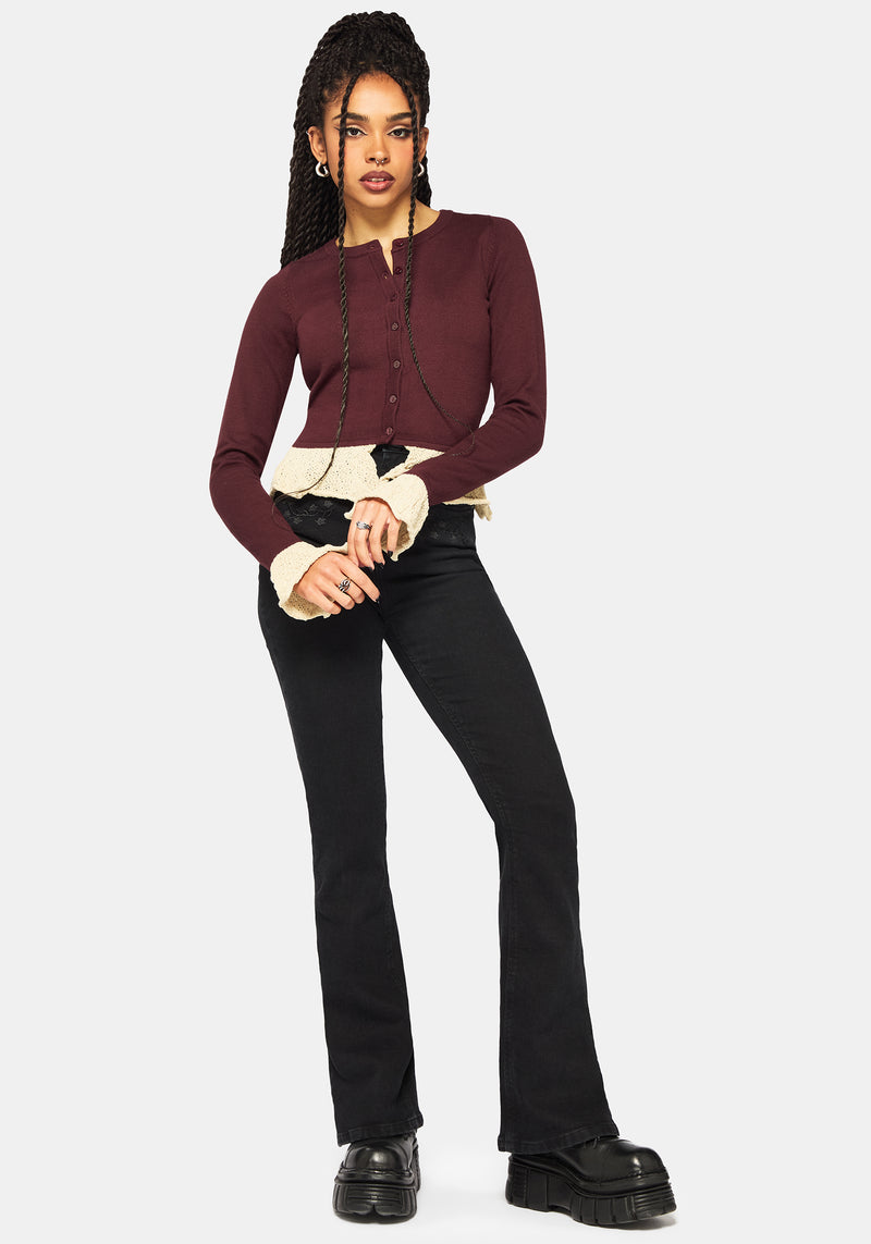 Kiera Pointelle Trim Knit Cardigan