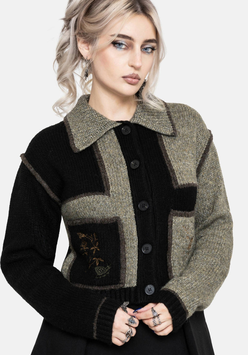 Polly Collared Patch Embroidered Knit Cardigan – Disturbia